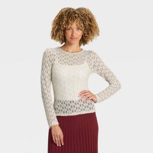 Women's Long Sleeve Lace Top - A New Day™ - 1 of 4