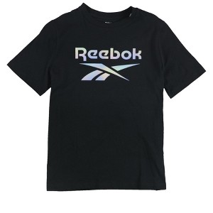 Reebok Womens Logo Embellished T-Shirt, Black, Large - 1 of 2