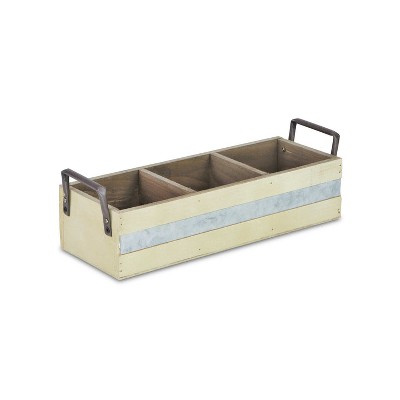 Cheung's Reid Wooden 3 Slot Storage Caddy - Rustic White