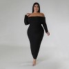 Slickblue Women's Plus Size Off-Shoulder Stretch Dress - Long Sleeve Bodycon in Bold Color and Size Options - 2 of 4