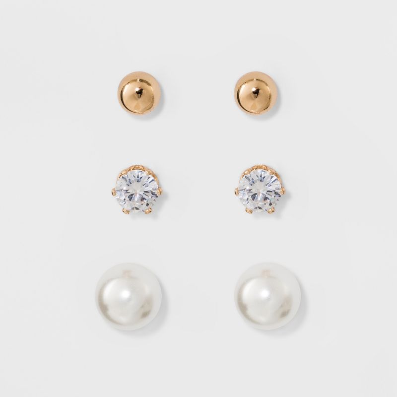 Stud Earring Set 3ct - A New Day&#8482;, 1 of 3