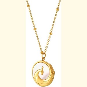 Clotth 18K Gold–Plated White Seashell Pendant Necklace Collection – French-Inspired Titanium Steel Jewelry for Women - 1 of 4