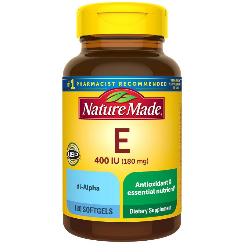Nature Made Vitamin E - DL-Alpha 400IU Heart Softgels - Non Vegetarian - 180ct, 1 of 10
