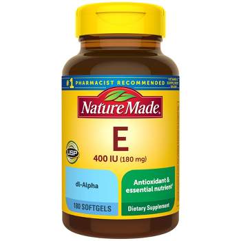 Nature Made Vitamin E - DL-Alpha 400IU Heart Softgels - Non Vegetarian - 180ct