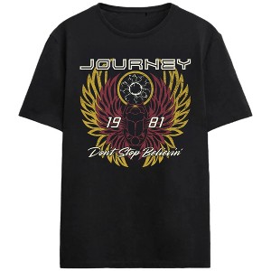 Journey Don't Stop Believin' 1981 Adult Black Crew Neck Short Sleeve T-shirt - 1 of 3