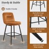Arceso Double-Layer Upholstered Bar Stools Set of 4, 24 Inch  Armless Faux Leather Barstools Chairs with Back and Footrest, Whiskey Brown - 4 of 4