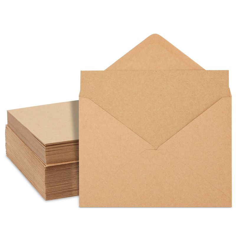 Best Paper Greetings 50 Pack Blank Cards and Envelopes 5x7, Kraft Paper A7 Notecards for DIY Open When Letters, Wedding Invitations, 1 of 9