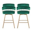 Set of 2 Swivel Bar Stools,Upholstered Counter Height Bar Stools for Kitchen Island or Pub,Modern Bucket Bar Stools with Metal Legs-Koiai - 2 of 4