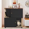 Cat Litter Box Enclosure for 2 Cats, 31.5" Double Hidden Cat Litter Box Furniture, 2 Tier Wooden Cat House with Scratching Post and Litter Mat - 4 of 4