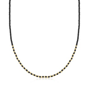 Ross-Simons 3mm Onyx and 10kt Yellow Gold Bead Necklace - 1 of 3