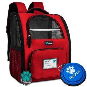 PetAmi Premium Dog Backpack Carrier Small Large Cat Puppies, Ventilated Pet Hiking Travel Bag, Airline Approved Safety Camping Biking - 1 of 4