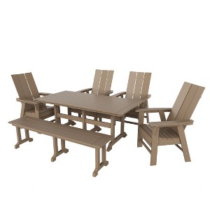 WestinTrends 6 Piece Outdoor Patio Dining Table and Armchair Dining Bench Set - 1 of 2
