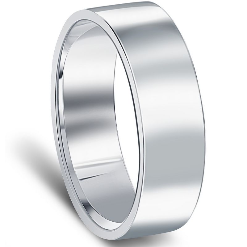 Pompeii3 10k White Gold 6mm Flat Comfort Fit High Polished Wedding Band Mens Ring, 3 of 5