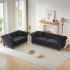 3-Seater + 2-Seater Velvet Modern Sofa with Tufted Buttons and Rolled Arms, Solid Wood Frame with Wooden Legs, Includes 4 Cushions for Living Room - 4 of 4