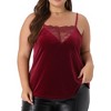 Agnes Orinda Women's Plus Size Adjustable Strap Lace V Neck Casual Velvet Packs Camisoles - 2 of 4