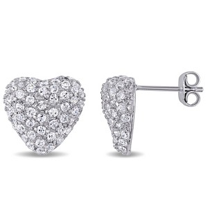 EVERLY JEWELRY | Sterling Silver V1969 ITALIA Insignia Cubic Zirconia Heart Stud Earrings - 1 of 3
