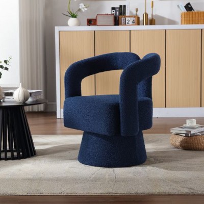 CAVINAS 360 Degree Swivel Chairs, Cuddle Barrel Chair, Accent Chairs, Round Armchairs with Wide Upholstered, Fluffy Fabric Chair
