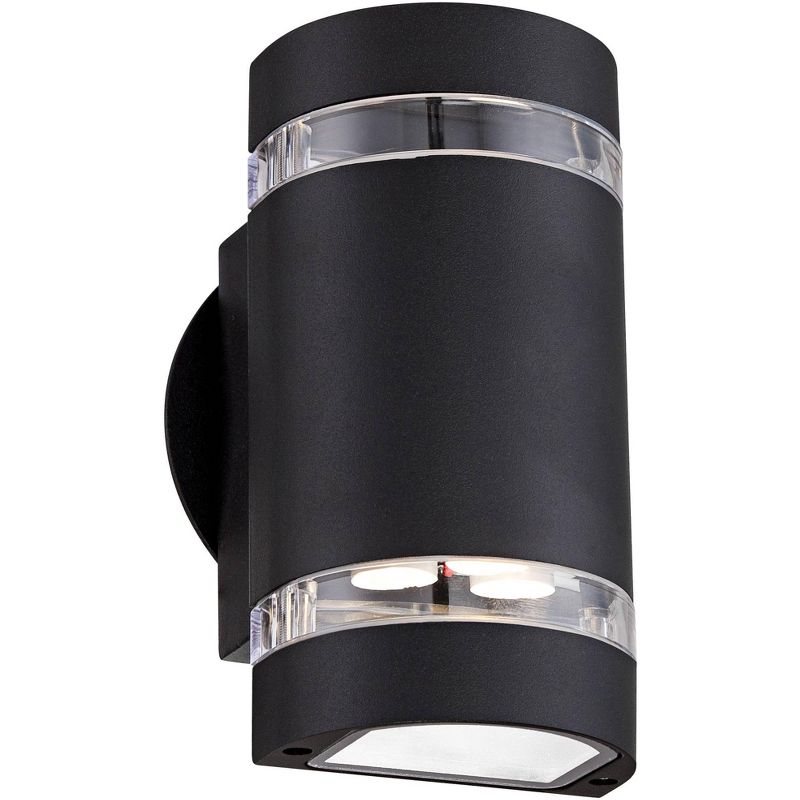 Possini Euro Design Modern Outdoor Wall Light Fixture LED Black 7 3/4" Tempered Clear Glass Up Down for Exterior House Porch, 1 of 9