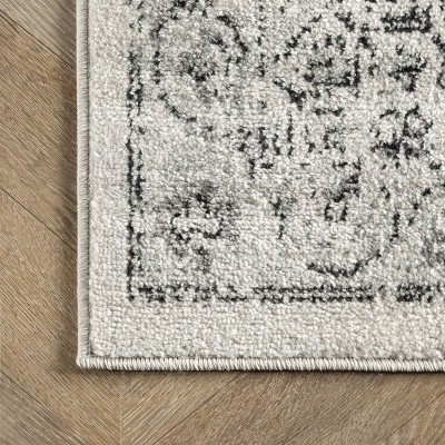 Elegant Distressed Gray Oriental 62''x26'' Synthetic Area Rug
