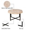 Wood Octagonal Vintage Patchwork Craft Farmhouse, 30 Inch Wooden Table Top Cross Metal Legs Coffee Table, for Living Room - 3 of 4