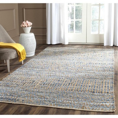 Cape Cod Blue and Natural Handwoven Jute Area Rug 4' x 6'