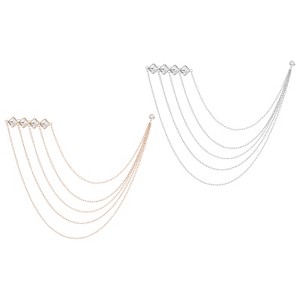 Unique Bargains Bouquet Lapel Suit Square Rhinestone Tassel Chain Brooch Pins 2 Pcs - 1 of 4