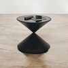 Cheung's Liora Hourglass Shaped Black Metal Table & Glass Top - 3 of 4