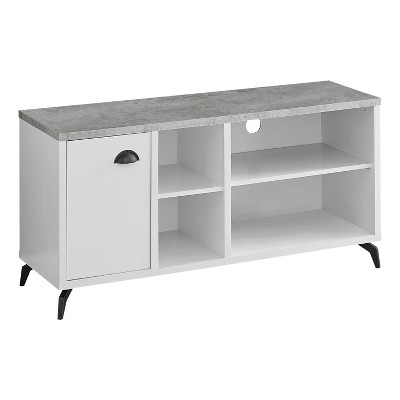Monarch Specialties Tv Stand 48 Inch Console Media Entertainment Center Storage Cabinet Laminate Metal Grey White Contemporary Modern