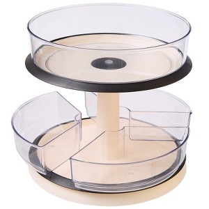 The Lakeside Collection Lazy Susan Turntable 2-Tier Clear Round Plastic Spinning Cabinet Organizer - 1 of 4