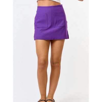 Women's Stretch Woven Pocket Detail Mini Skort - Blue Blush