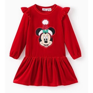 Disney Mickey Mouse & Friends Kids Girls Ruffle Sleeves A Line Dresses - 1 of 4