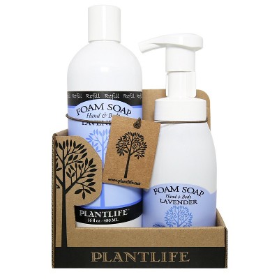 Plantlife Lavender Foam Soap Value Set – Gentle, Moisturizing, Plant-Based for All Skin Types – Hand & Body Wash – 8.5-16oz