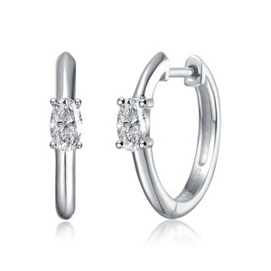 Guili 0.48ct White Gold Plated with Lab Created Moissanite Huggie Hoop Earrings - 1 of 3