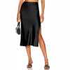Coolmee Women's Satin Silk Slit Skirt Elastic Waistband Maxi Long Satin Slit Maxi Skirts - 4 of 4