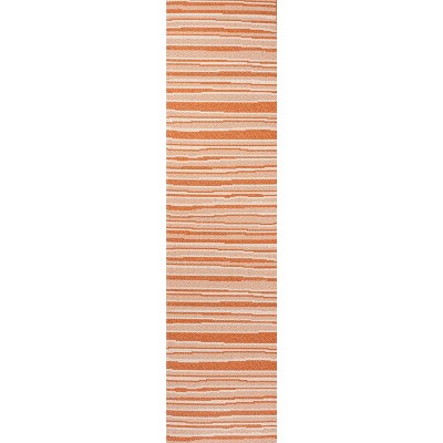 Castara Ivory & Orange Stripe Easy-Care Synthetic Runner Rug - 2x8