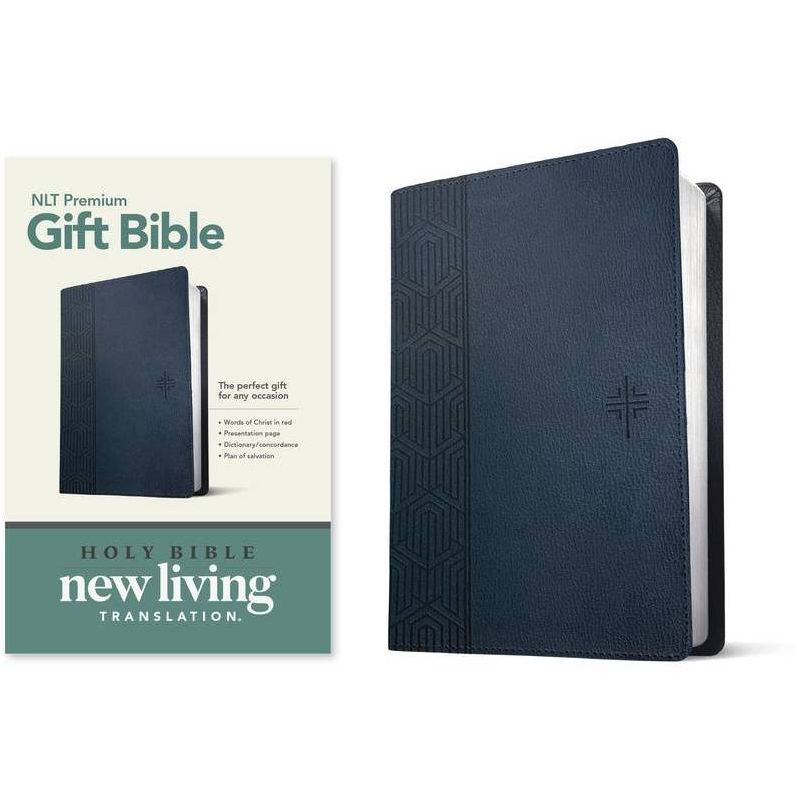 Premium Gift Bible NLT (Red Letter, Leatherlike, Blue) - (Leather Bound), 1 of 2