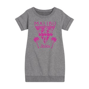 Girls' - Barbie - Malibu Vibes Graphic Short Sleeve Fleece Dress - 1 of 3