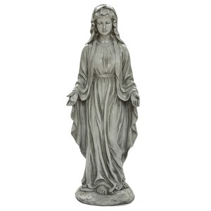 LuxenHome 30.5" H Virgin Mary Indoor Outdoor Statue Garden Statues, Gray - 1 of 4