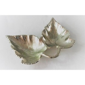 Jiallo Double Maple leaves Nickel colour nuts tray 11.5 x 7.5 x 2" - 1 of 3