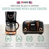 Haden Heritage 4 Slice Wide Slot Stainless Steel Toaster Bundled with 12 Cup Programmable Drip Coffee Maker Coffee Machine, Black & Copper - 2 of 4