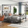 Metal Canopy Bed Frame, Platform Bed Frame Queen with X Shaped Frame Queen Black - 2 of 4
