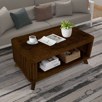 NicBex Modern Rectangular Coffee Table Set of 3 with Open Storage Shelf for Living Room and Office