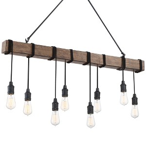 Possini Euro Design Tomas Black Wood Grain Island Pendant Chandelier 42 1/4" Wide Farmhouse Industrial Rustic 8-Light Fixture for Dining Room Kitchen - 1 of 4