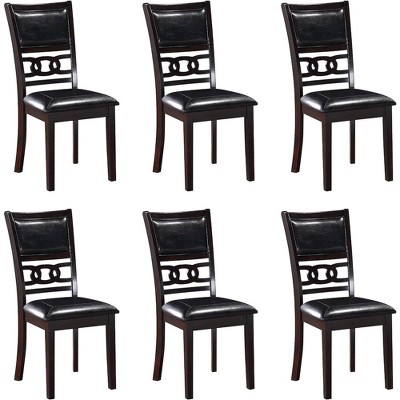 New Classic Furniture, Gia Ebony Wood Dining Chair with PU Seat (Set of 6)