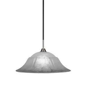 Toltec Lighting Paramount 1 - Light Pendant in  Matte Black/Brushed Nickel with 20" White Marble Shade - 1 of 1