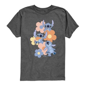 Boys' - Disney - Stitch Pop Flowers Short Sleeve Graphic T-Shirt - 1 of 4