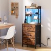 Furnulem Tall Night Stand with 3 Fabric Drawers and LED Lights, Nightstand with Bookshelf - 3 of 4
