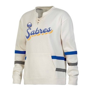 NHL Buffalo Sabres Women's Natural Long Sleeve Fleece Hooded Sweatshirt - 1 of 3