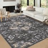 Vintage Distressed Floral Medallion Area Rug for Living Room, Washable Non Slip Retro Accent Throw Carpet for Bedroom - 2 of 4