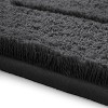 Home Mart Goods Charcoal Grey 2 Piece Bordered Box Plush Soft Cozy 100% Polyester Bath Mat Set - 4 of 4